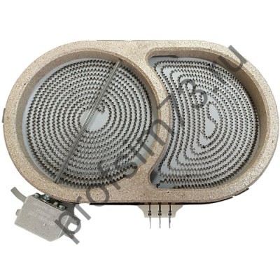 340-5520  Электроконфорка для стеклокерамики 2100W (D-270/165мм) 230V  двойная 