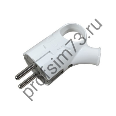 305-5004 Вилка электрическая Евро В16-06-1 с заземлением, с кольцом (белая) 