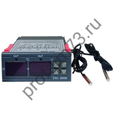 301-0035 Терморегулятор электронный STC-3008, 10А (ДВОЙНОЙ) от -50С до 120С