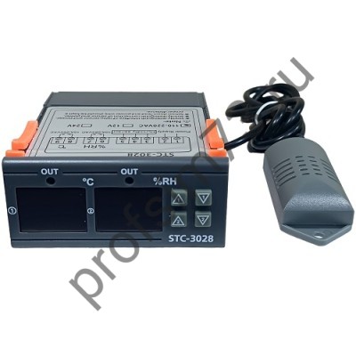 301-0040 Терморегулятор электронный STC-3028 (AC 110V-220V) от -0°С до +110°C, с датчиком влажности