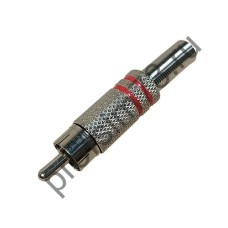 50100-2019 Штекер RCA кабельный, разъем типа "тюльпан" (папа) под пайку, металл, с пружиной