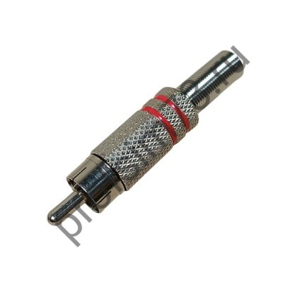 50100-2019 Штекер RCA кабельный, разъем типа "тюльпан" (папа) под пайку, металл, с пружиной