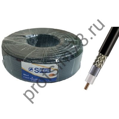 51000-0010 Провод-кабель TV коаксиальный RG-6 U (черный) антенный (метр)