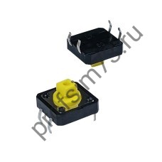 12001-5322 Кнопка тактовая B3F-4055 (12*12*7,3) 4pin (жёлтая) под колпачок