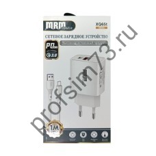 10100-0615 Сетевое зарядное устройство (адаптер) PD 2 гнезда (20W + QS3.0) 5V/3.1A (1USB +кабель Type-C) 1м, XQ65t белый MPM 
