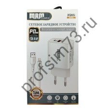 10100-0660 Сетевое зарядное устройство PD (адаптер) 2 гнезда (20W + QS3.0) 5V/3.1A (1USB +кабель Lightning) 1м XQ65 белый MPM