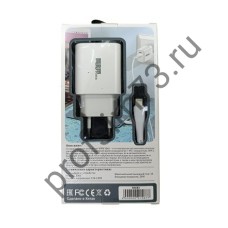 10100-0660 Сетевое зарядное устройство PD (адаптер) 2 гнезда (20W + QS3.0) 5V/3.1A (1USB +кабель Lightning) 1м XQ65 белый MPM