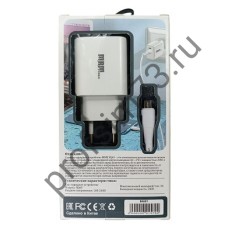 10100-0730 Сетевое зарядное устройство (адаптер) PD 2 гнезда (20W + QS3.0) 5V/3A (1USB +кабель Micro) 1м, XQ65 белый MPM