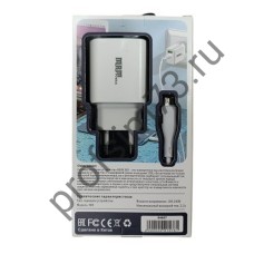 10100-0740 Сетевое зарядное устройство (адаптер) 2 гнезда 5V/2.1A  (2 USB + кабель Micro) 1,2м белый S85 MPM