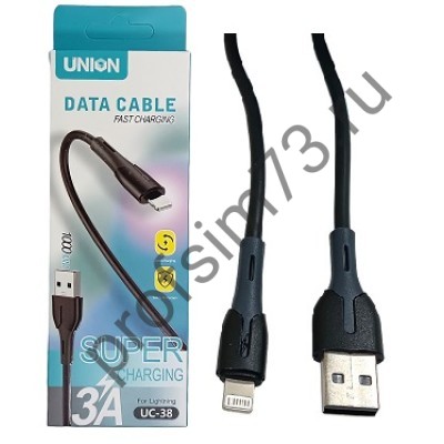 10100-1330 Кабель Lightning-USB (iPhone) 1м, 3A (черный) UNION UC-38 