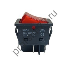 8-8114 Выключатель клавишный KCD4-201N-B  (40A) 250V с подсветкой (4 контакта) 