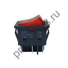 8-8115 Выключатель клавишный KCD4-201N-B (40А) 250V с подсветкой (6 контактов) 