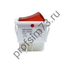 8-8117 Выключатель клавишный KCD4-201N-B (40A) белый 250V с подсветкой (4 контакта) 